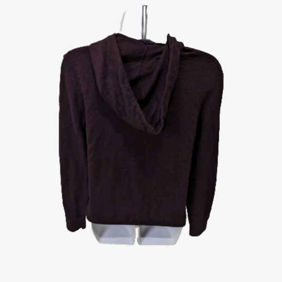 Express Hooded Pullover Sweater Long Sleeve S Merino Wool Blend Burgundy - Picture 3 of 6
